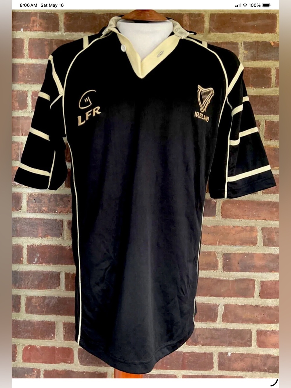 LFR Live For Rugby Black Ireland Rugby Stitched Jersey Size Medium